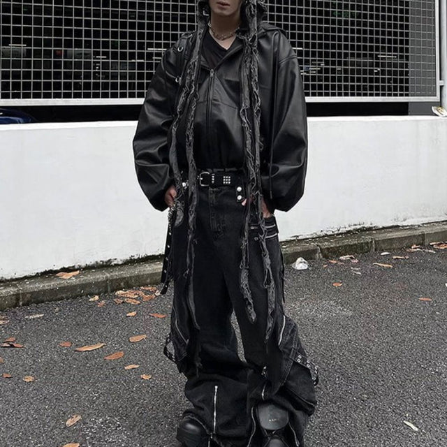 OVERSIZED PU LEATHER HOODIE