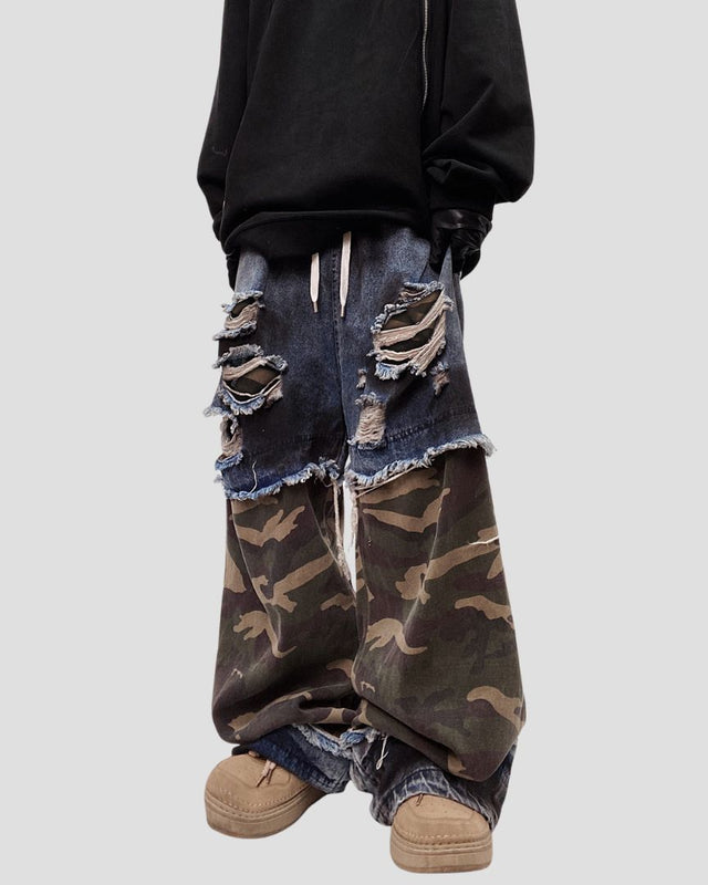 DESTROYED CAMO DENIM