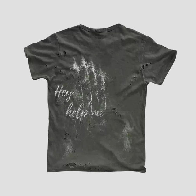 WASHED DISTRESSED TEE ASH GREY