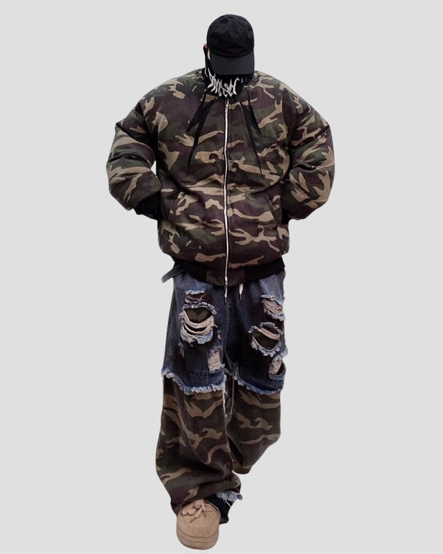 DESTROYED CAMO DENIM