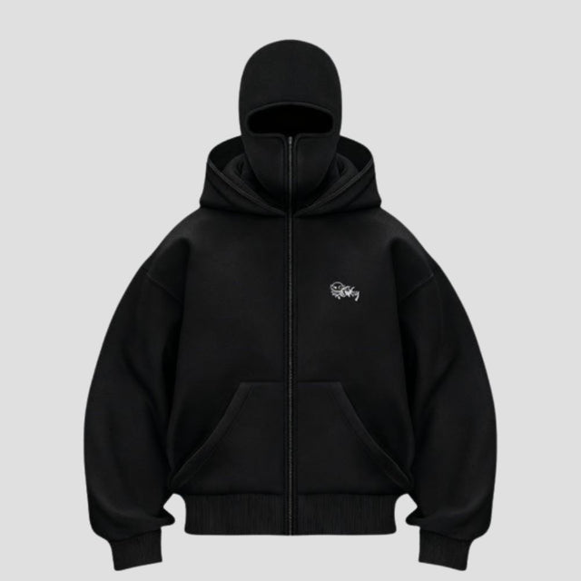 DOUBLE MASK HOODIE: CHARCOAL
