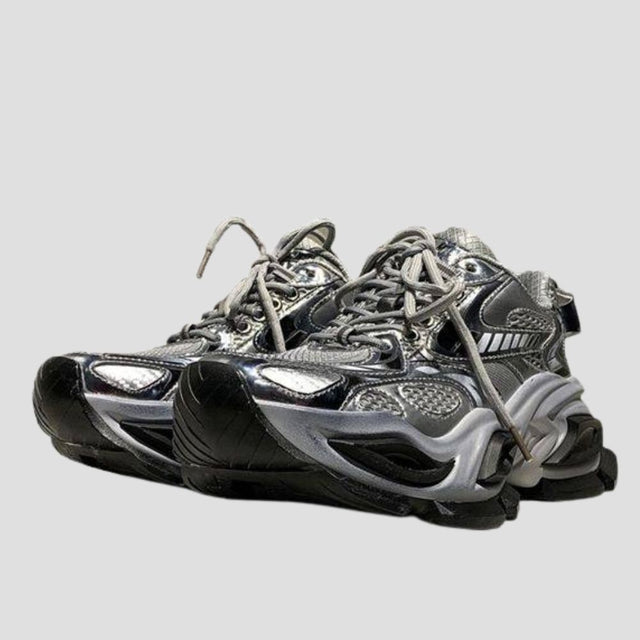 DISTRESSED PU CHUNKY SNEAKER BLK