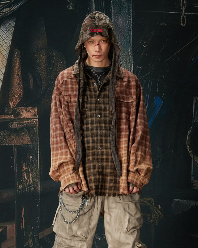 TRIPLE-PANEL DECONSTRUCTED CHECK SHIRT