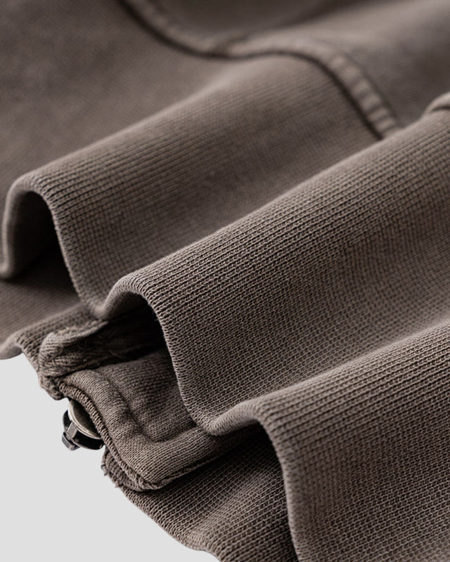 DISTRESSED FLEECE ZIP-HOODIE CHARCOAL