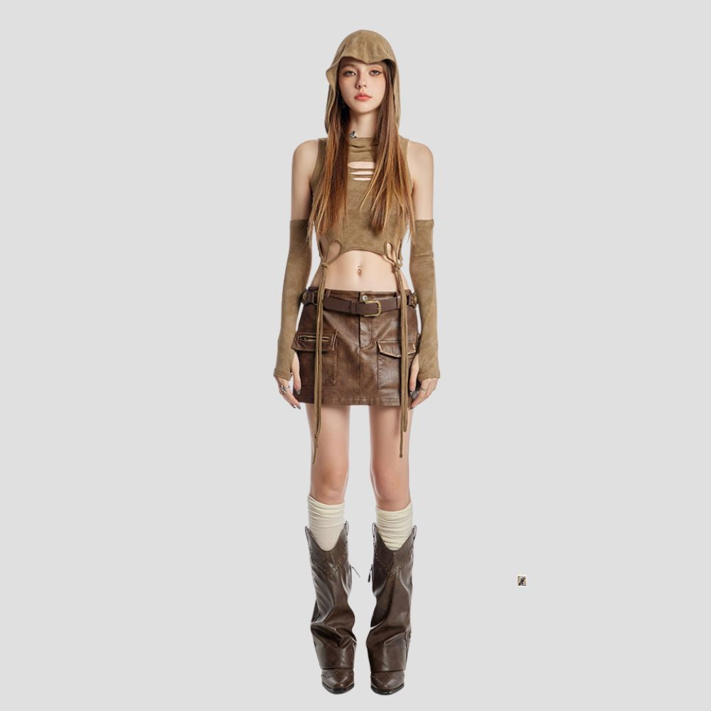 EROSION HOODED VEST W/ SLEEVES KHK