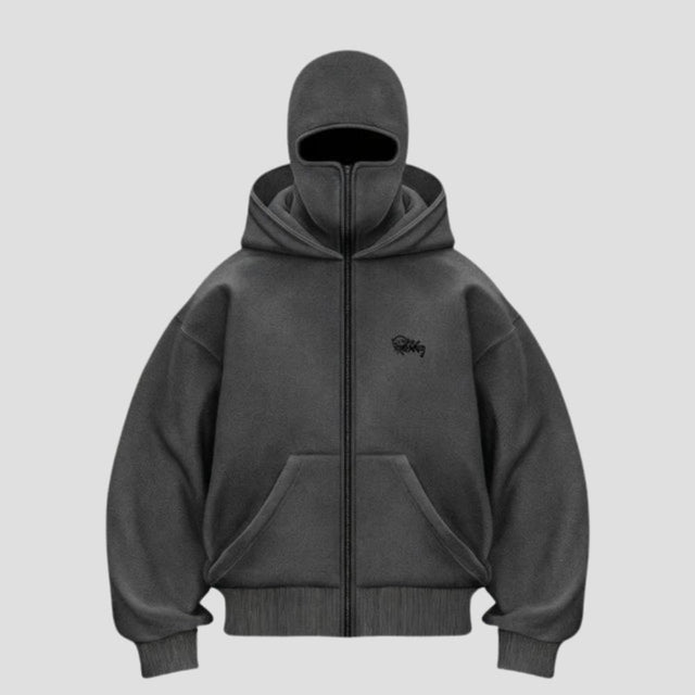 DOUBLE MASK HOODIE: CHARCOAL