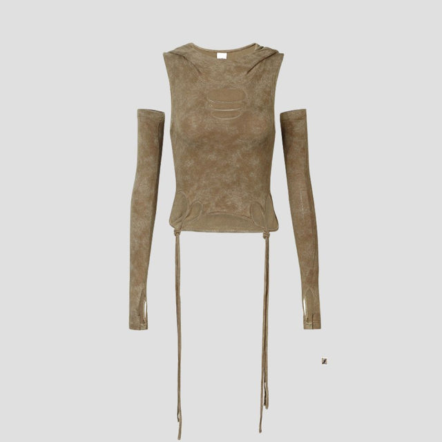 EROSION HOODED VEST W/ SLEEVES KHK