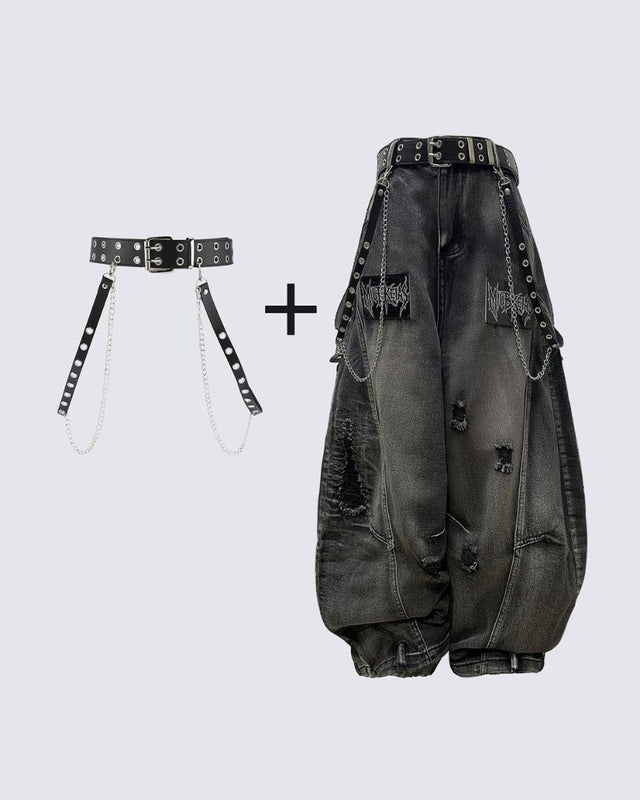 GOTHIC PATCH DENIM: BLACK