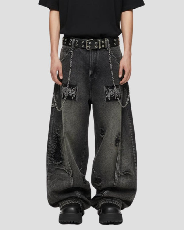 GOTHIC PATCH DENIM: BLACK