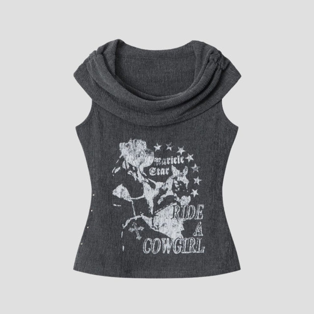 OFF-SHOULDER DISTRESSED CROP BLK