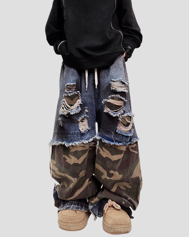 DESTROYED CAMO DENIM