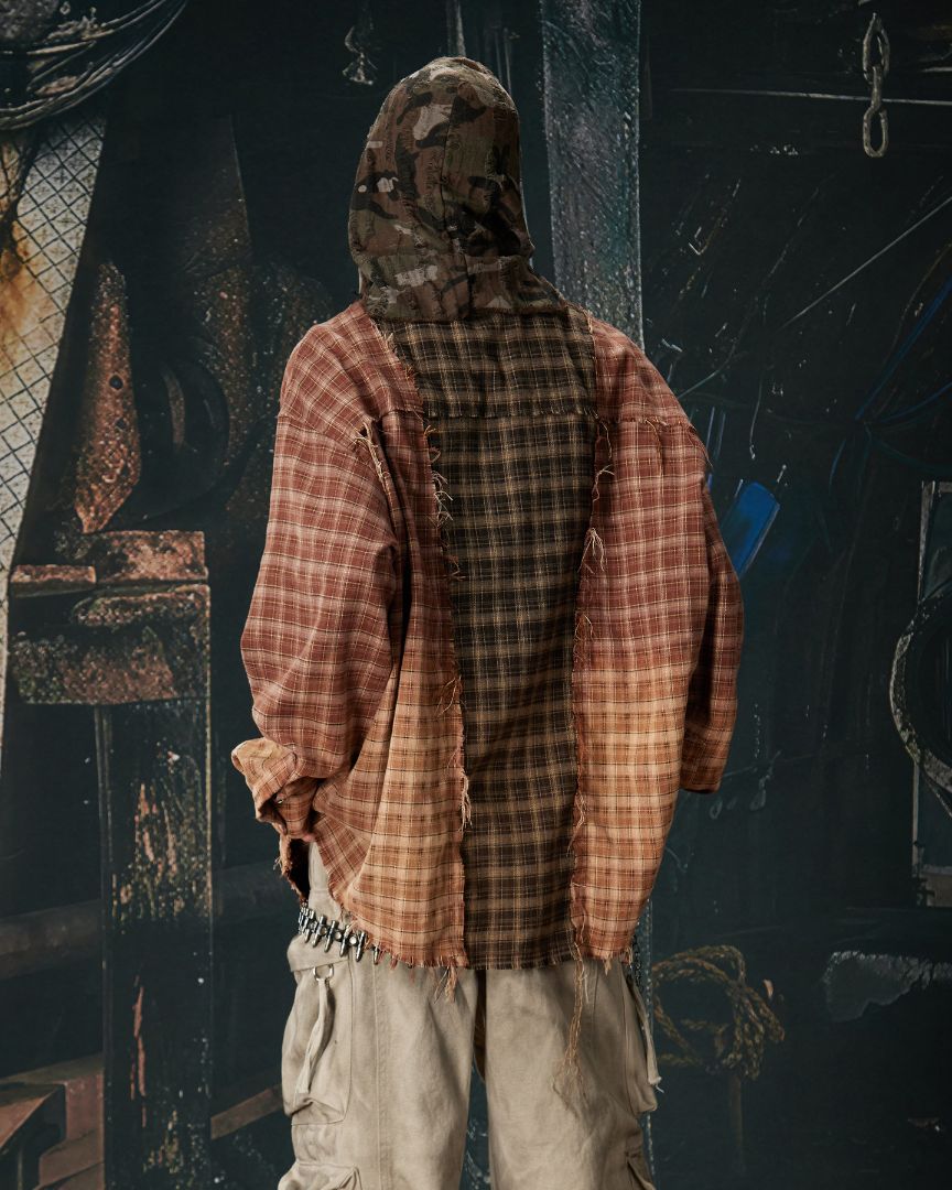 TRIPLE-PANEL DECONSTRUCTED CHECK SHIRT