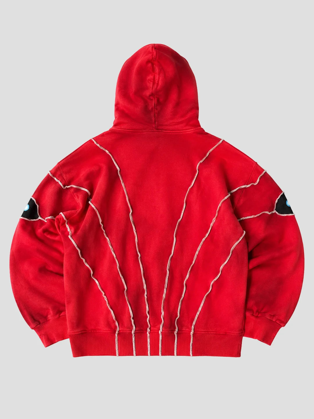 None Unit Abyss Eye Embroidered Hoodie in red product back view