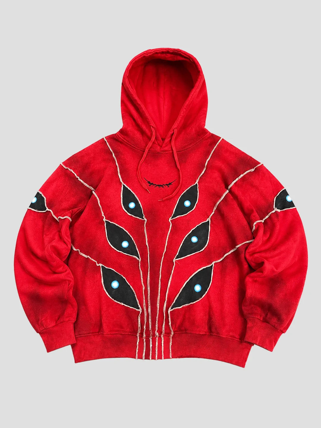 None Unit Abyss Eye Embroidered Hoodie in red product front view