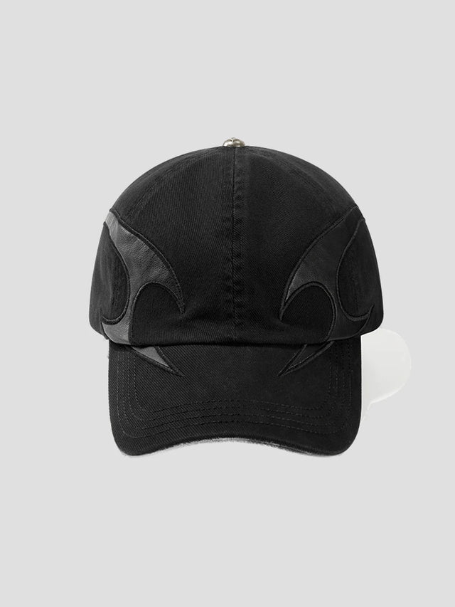 None Unit Arc Panel Washed Baseball Cap in black product front view