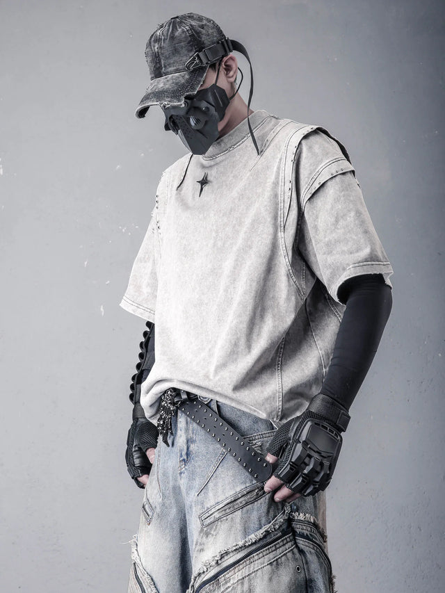 None Unit ash washed panel tee side front view