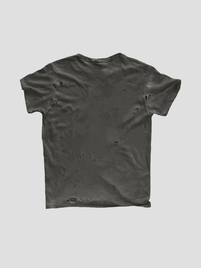 None Unit Barbed Script Distressed Tee in iron gray product back view