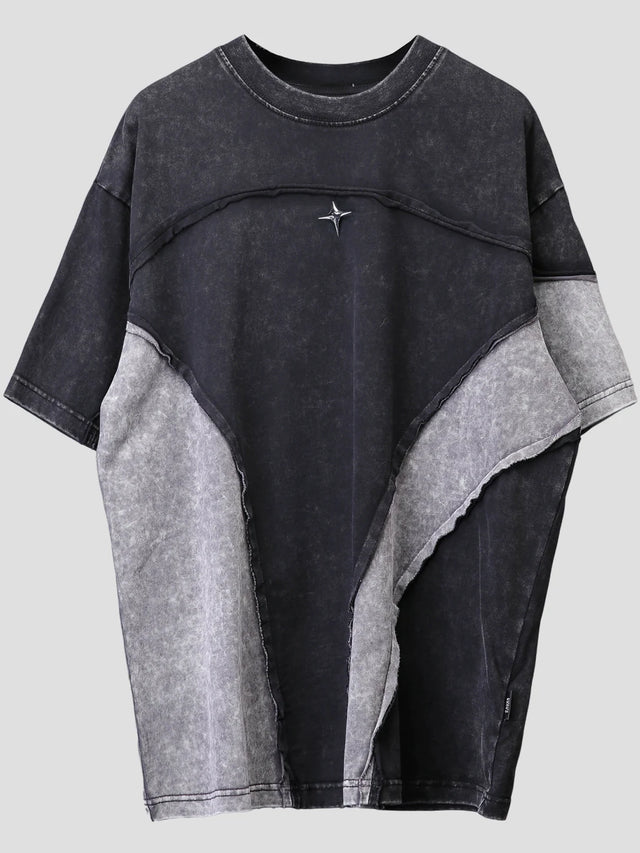 None Unit Circuit Panel Washed Tee in washed black product front view