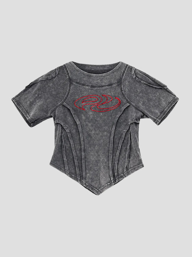 None Unit Deconstructed Armor washed mesh tee in gray product front view