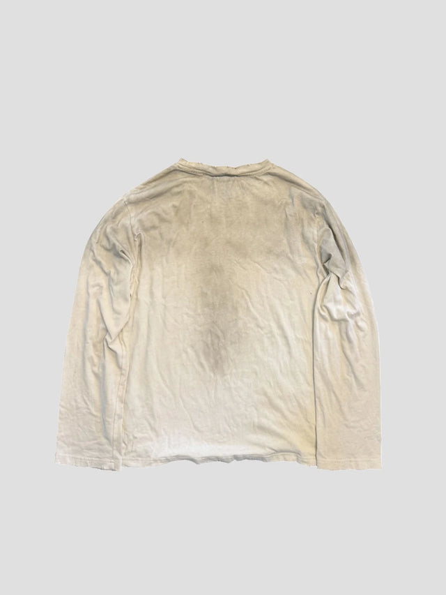 None Unit Educated Washed Long-Sleeve Tee in washed white product back view
