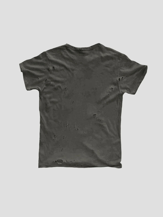 None Unit Gothic Cross Distressed Tee in washed gray product back view