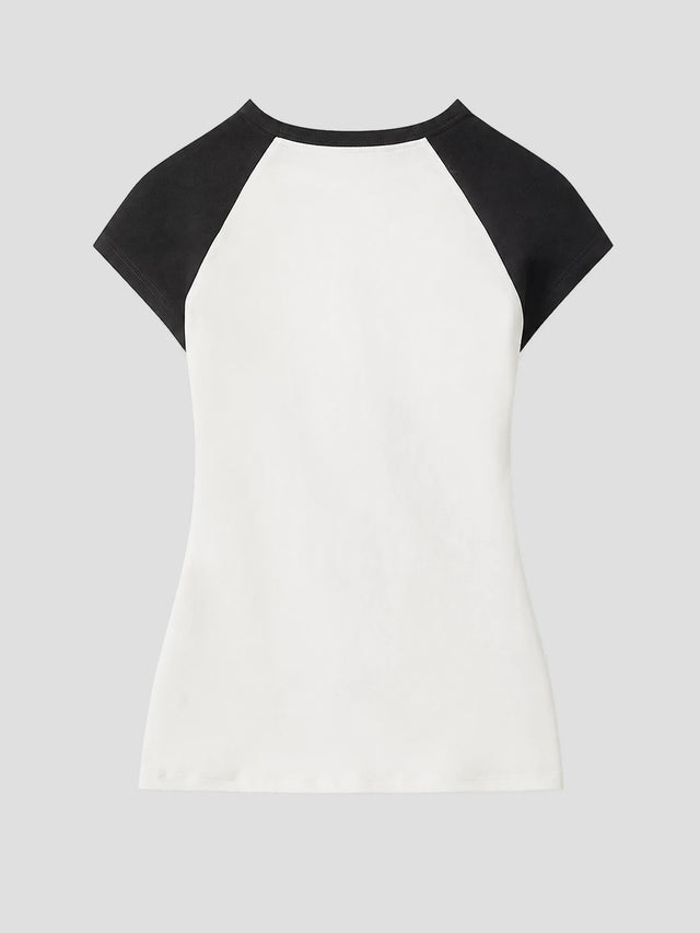 None Unit Grunge Cross Raglan Crop Tee in black product back view