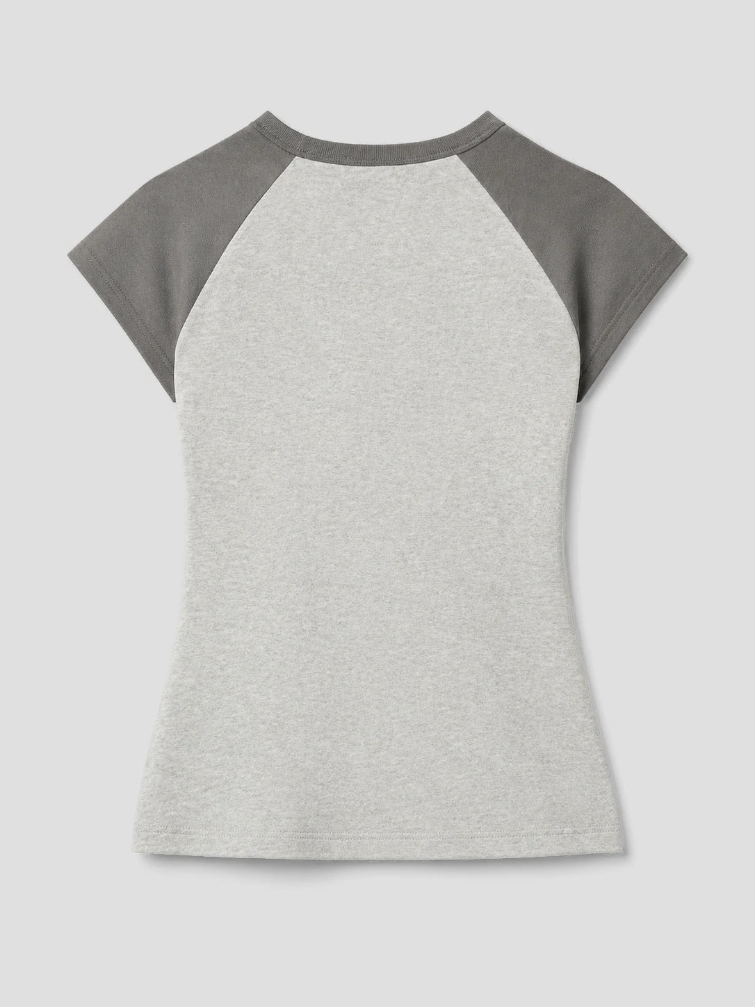 None Unit Grunge Cross Raglan Crop Tee in gray product back view