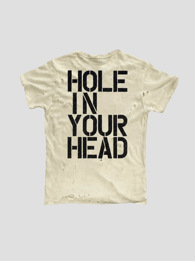 None Unit Hole In Your Head Distressed Tee in apricot product back view