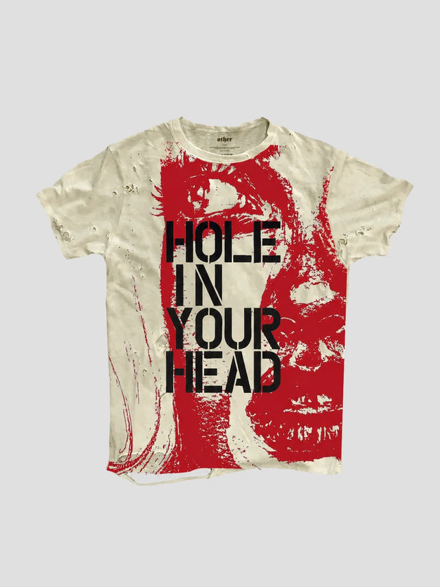 None Unit Hole In Your Head Distressed Tee in apricot product front view