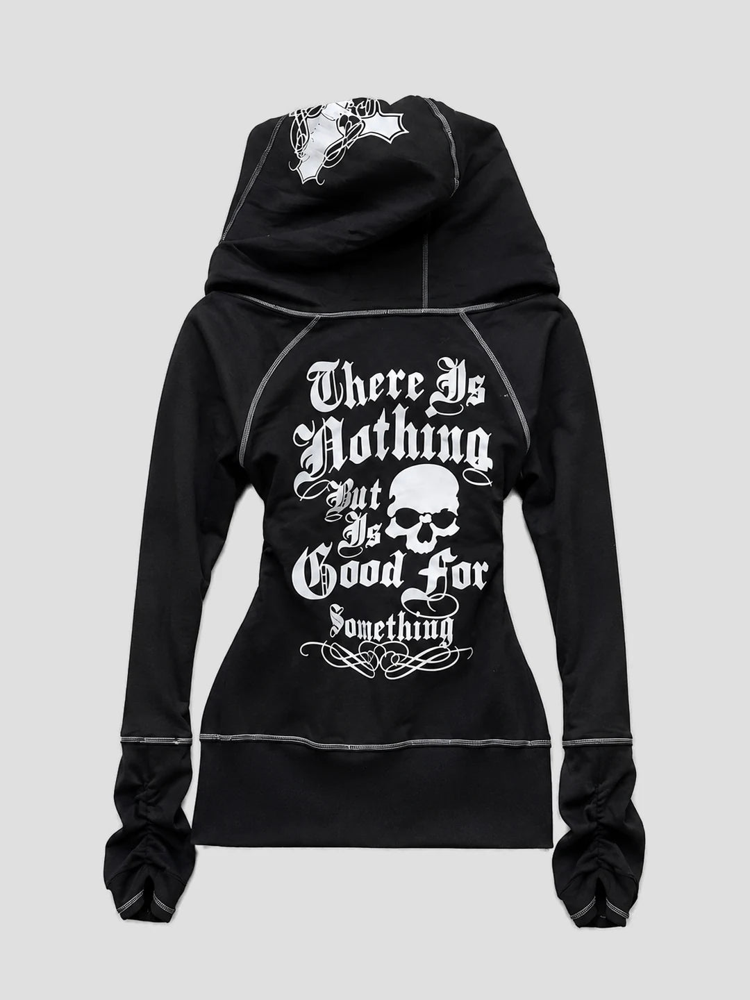 None Unit Leopard Cross Reversible Zip Hoodie in black product back view