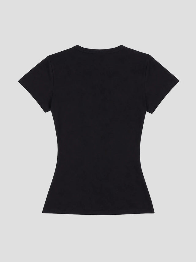 None Unit Neon Star Piercing Fitted Tee in black product back view