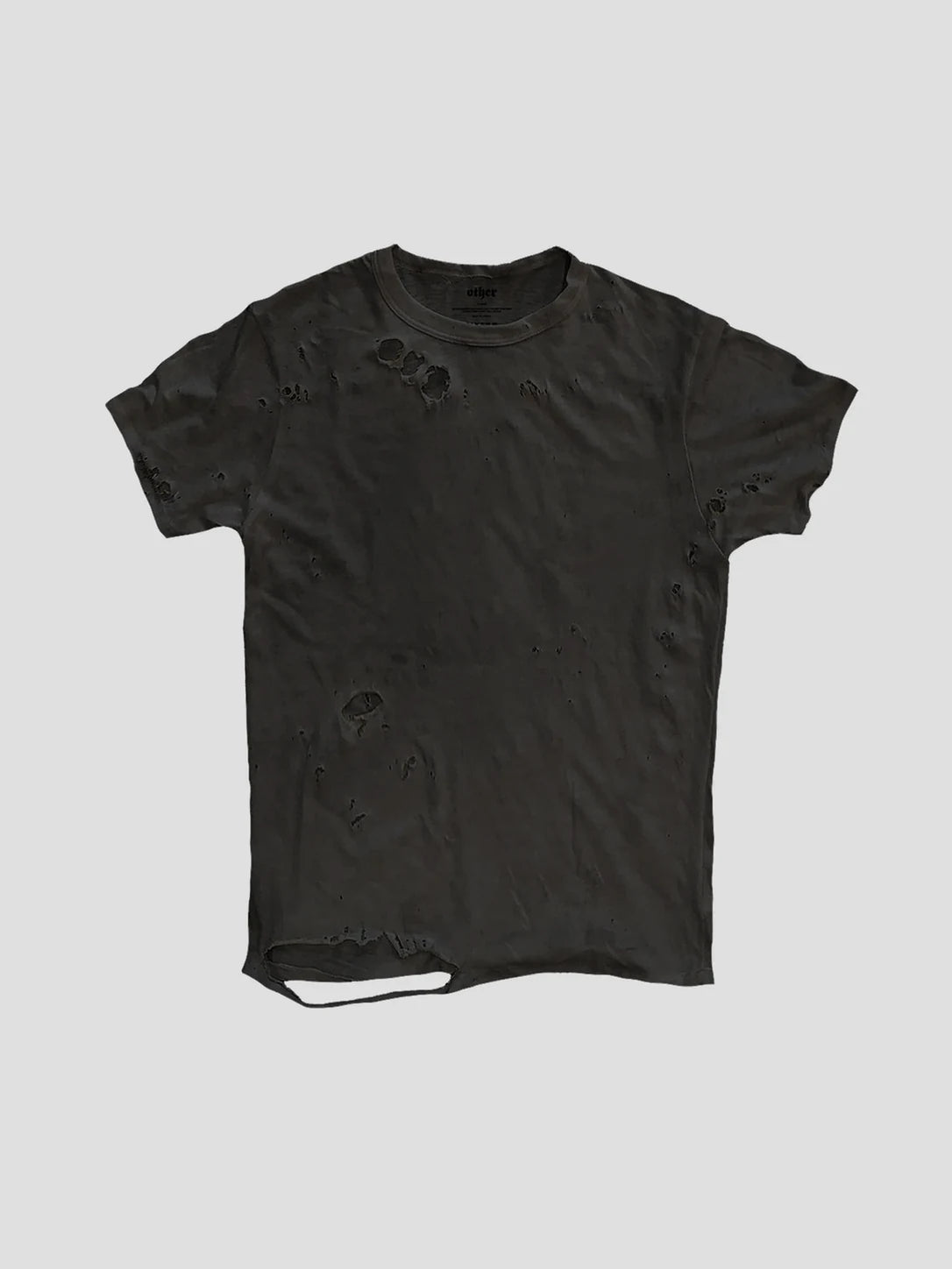 None Unit Ripped Washed Essential Tee in washed black product front view
