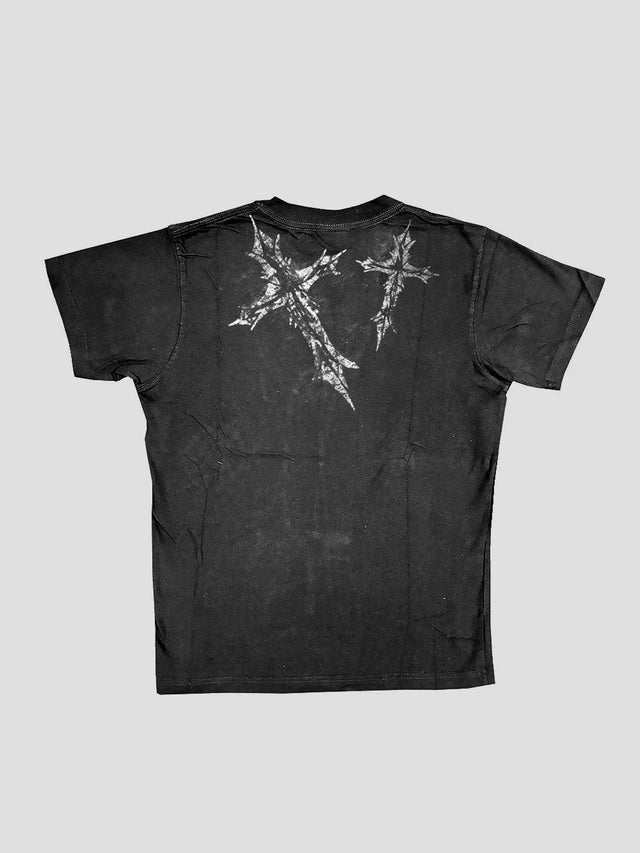 None Unit Ritual Cross Washed Tee in washed black product back view
