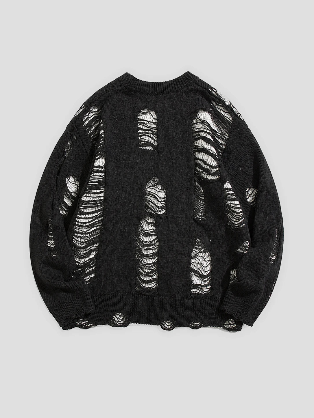 None Unit Rupture Knit Oversized Sweater in black product back view