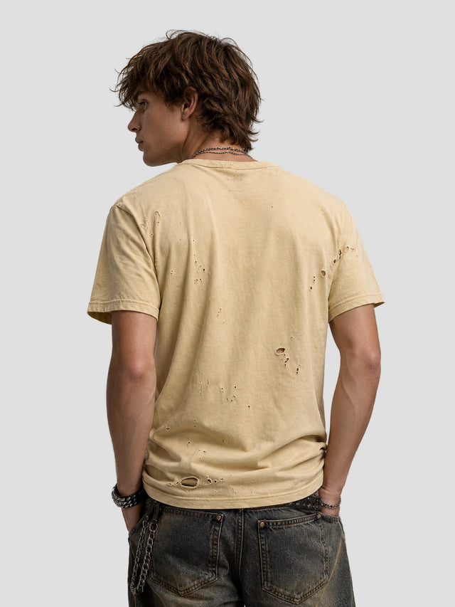 None Unit Seven Star Distressed Tee in apricot model back view