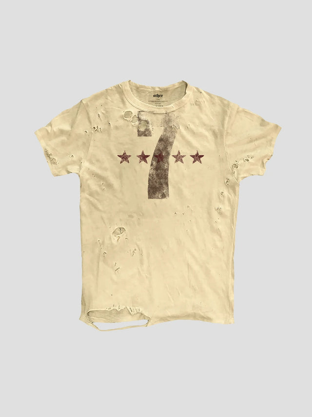 None Unit Seven Star Distressed Tee in apricot product front view