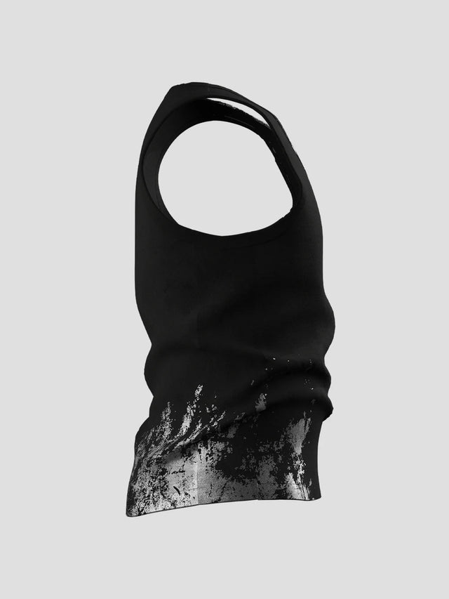 None Unit Silver Cross Washed Slim Tank in black product side view