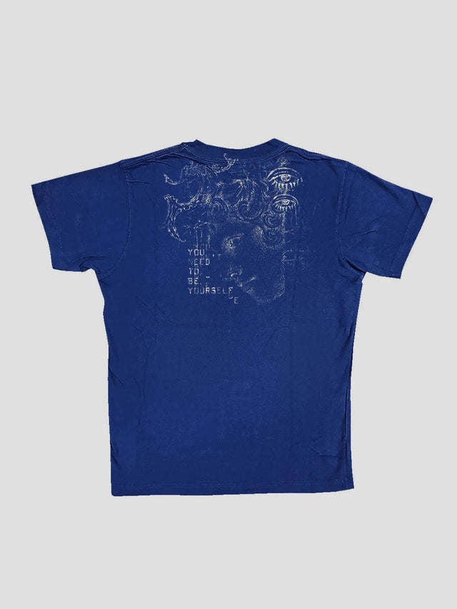None Unit Star Relic Washed Graphic Tee in deep blue product back view