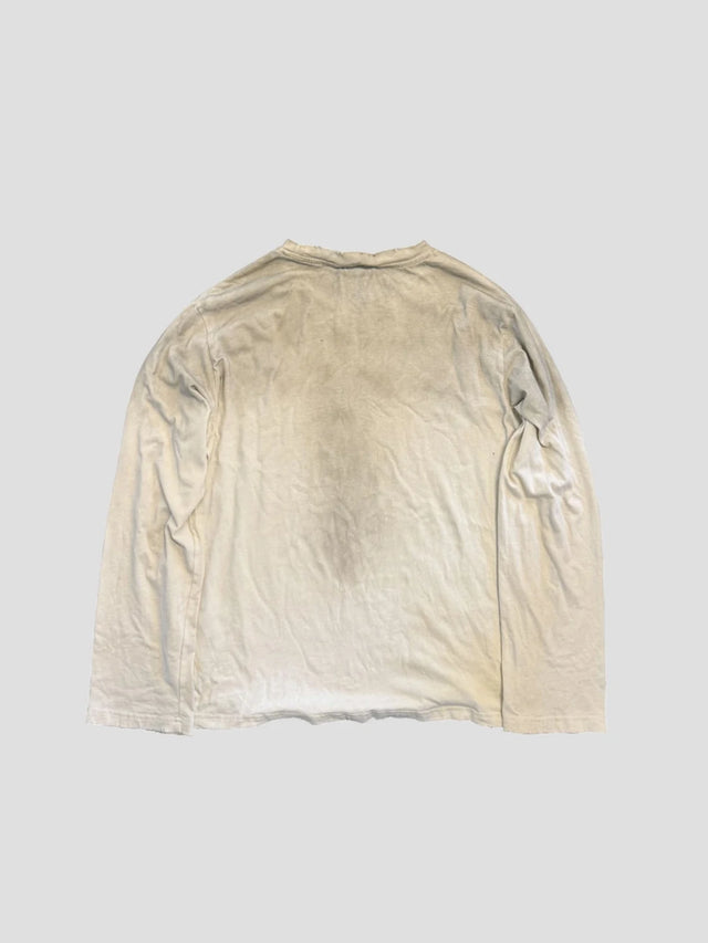 None Unit Three Eyes Washed Long-Sleeve Tee in off white product back view