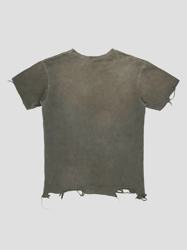 None Unit Wraith Panel Distressed Tee in iron gray product back view