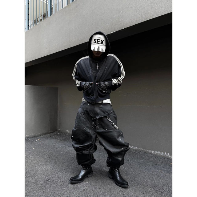 Distressed Zip-Up Hoodie