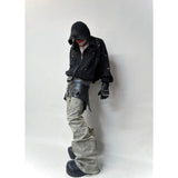 VOID KNIT ZIP-UP: BLACK