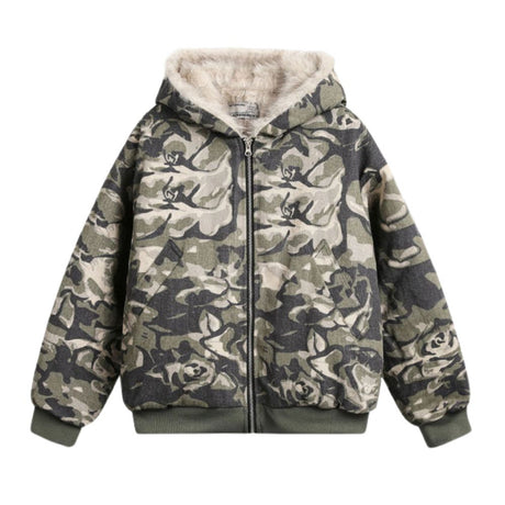 Camouflage Fur Collar Padded Jacket