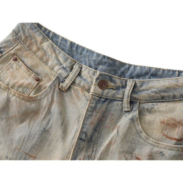 Retro Tie-Dye Baggy Denim Trousers