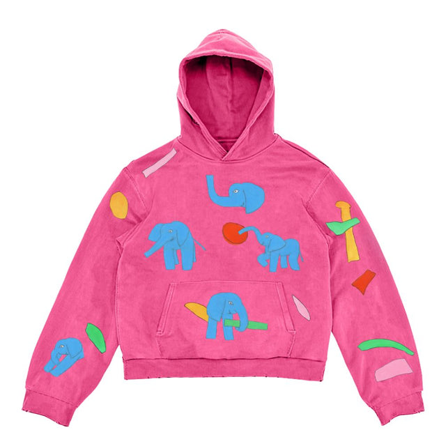 Unisex Cartoon Print Fleece Hoodie