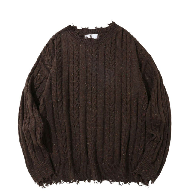 Suéter de punto desgastado liso