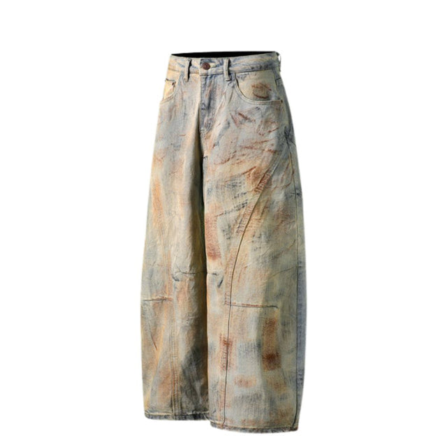Retro Tie-Dye Baggy Denim Trousers