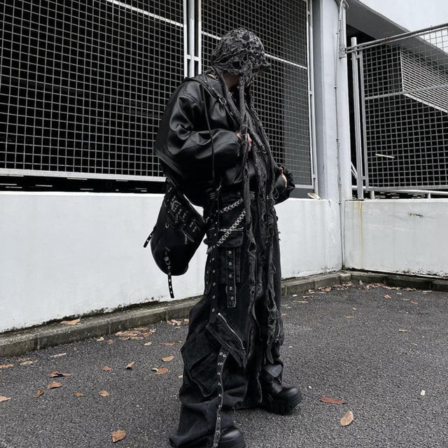 Oversized PU Leather Hooded Jacket