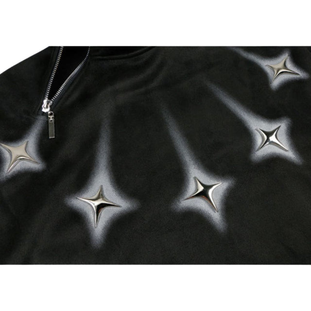 Sudadera de cuello alto con cremallera decorada