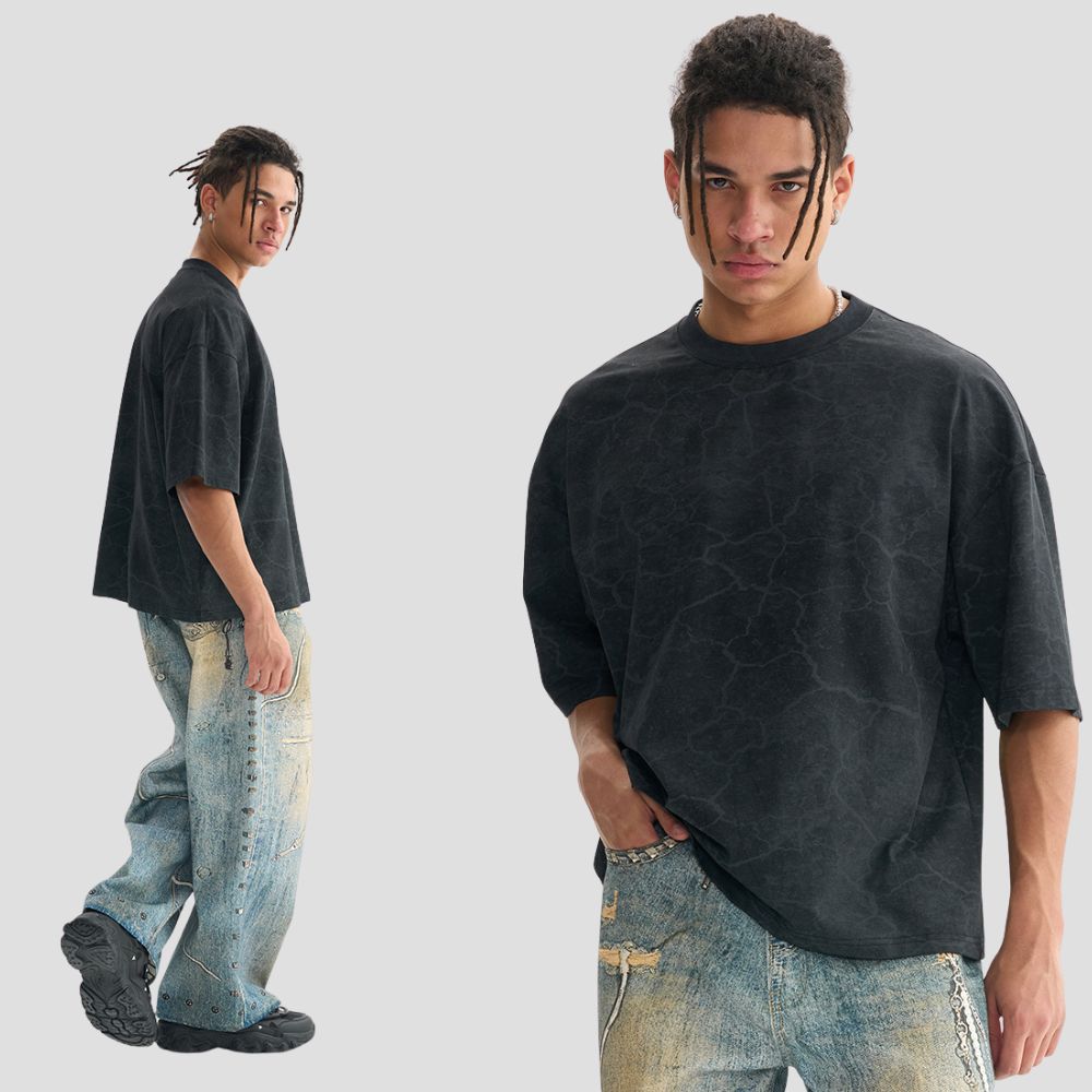 CRACKLE TEXTURE OVERSIZED TEE